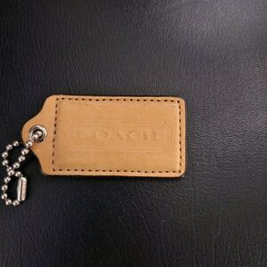 Coach Beige Leather Keychain